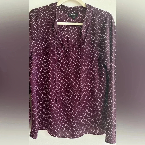 B Collection by Bobeau Purple and White Polka Dot Blouse, Size Medium - Picture 4 of 16